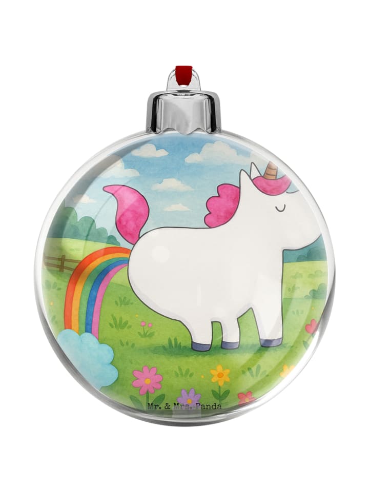 Weihnachtskugel Kunststoff Einhorn Pupsen Desig... in Weiß