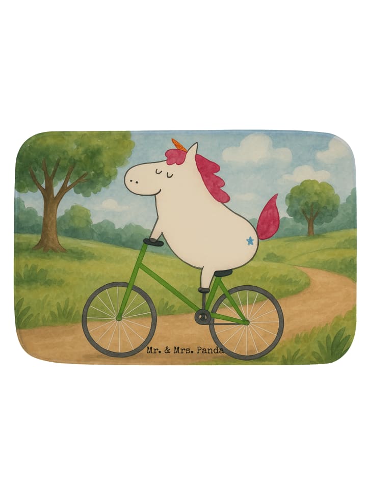 Badvorleger Einhorn Radfahrer Design ohne Spruch in Weiß