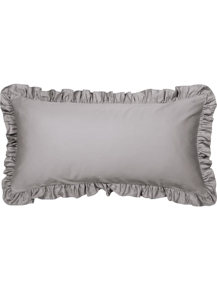 Mako-Satin Kissenbezug mit Volant Landshut in silber