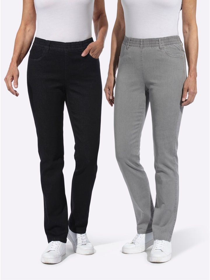 Doppelpack Jeans in grey-denim + black denim