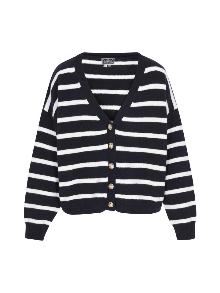 Women Cardigan in navy offwhite stripe