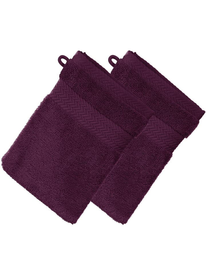 Frottier Waschhandschuh 2er-Pack Friedrichshafen in aubergine