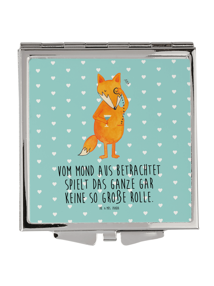 Schminkspiegel Fuchs Lord mit Spruch in Türkis Pastell