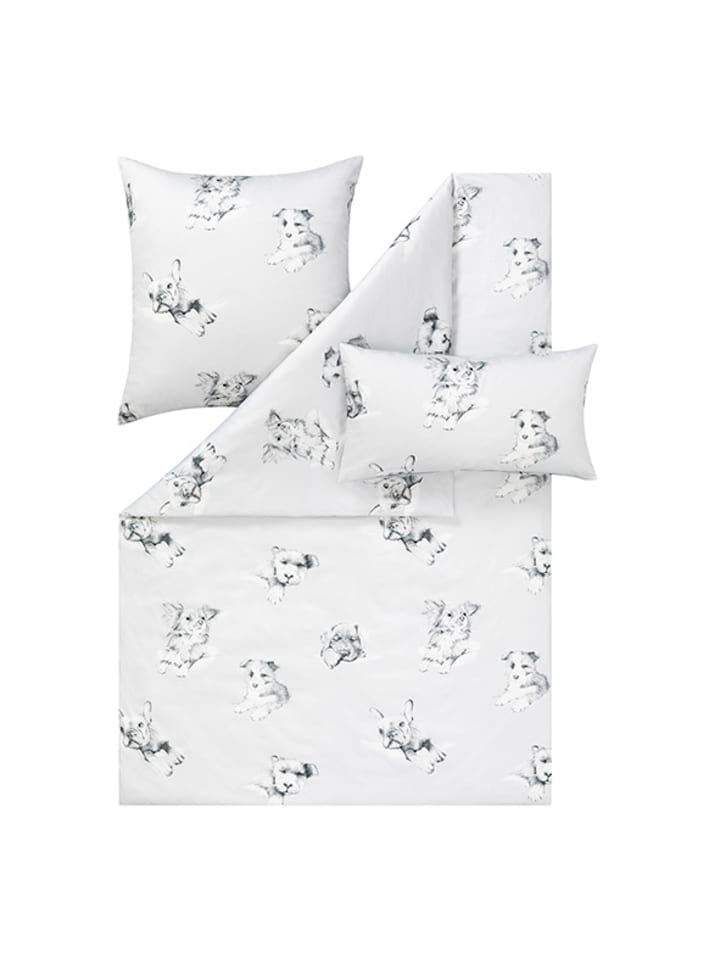 Bettwäsche Mako-Satin Dogs in silber