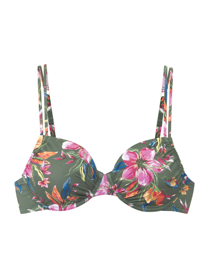 Bügel-Bikini-Top in oliv bedruckt