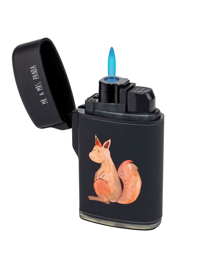 Feuerzeug Einhorn Glauben ohne Spruch in Schwarz