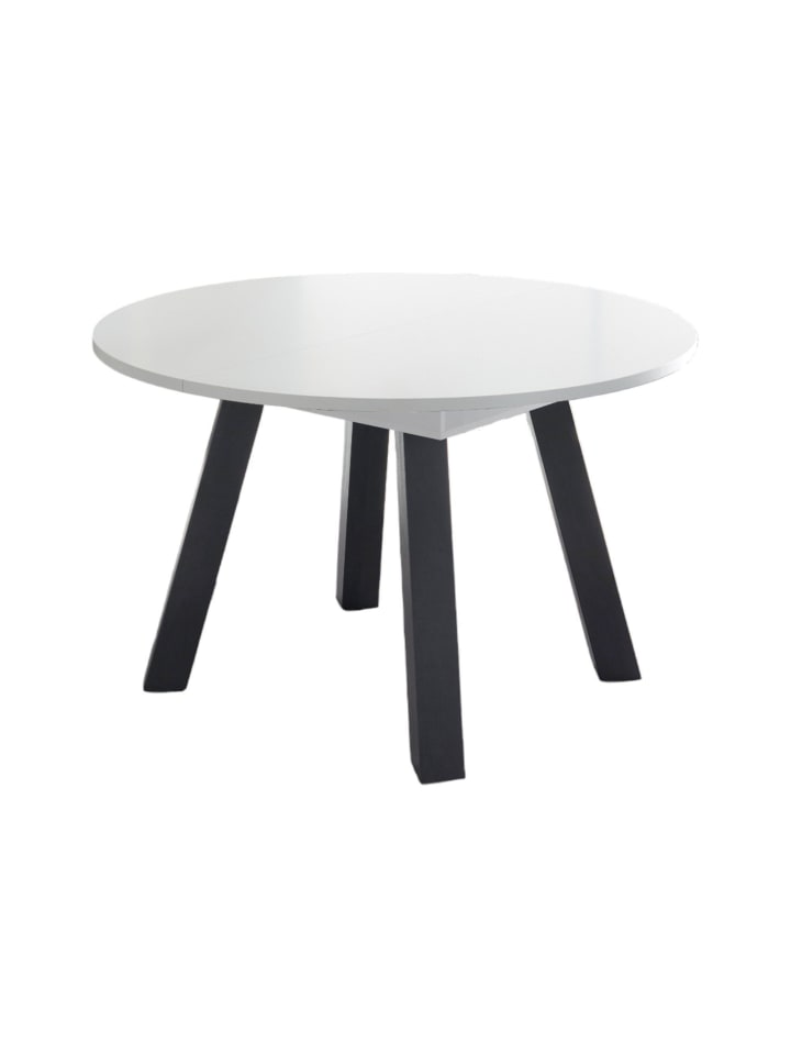 ESSTISCH Rund ausziehbar Edda 2 130x130x78 Küchentisch Graphit/Weiß
