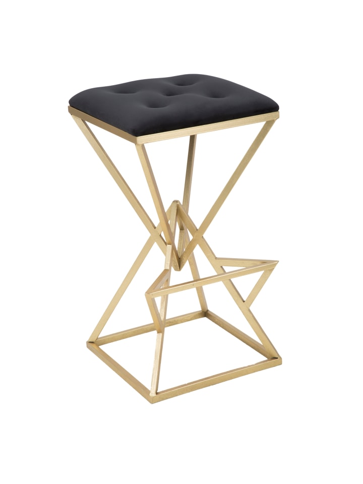 Pyramidenförmiger Barhocker aus goldfarbenem Metall, 40 x 40 x 75 cm