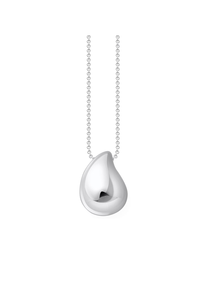 Kette Mit Anhänger In Organischer Tropfenform in silber