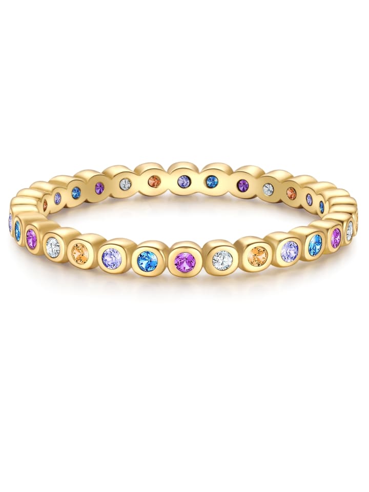 Ring aus Sterling Silber mit Zirkonia in gelbgold