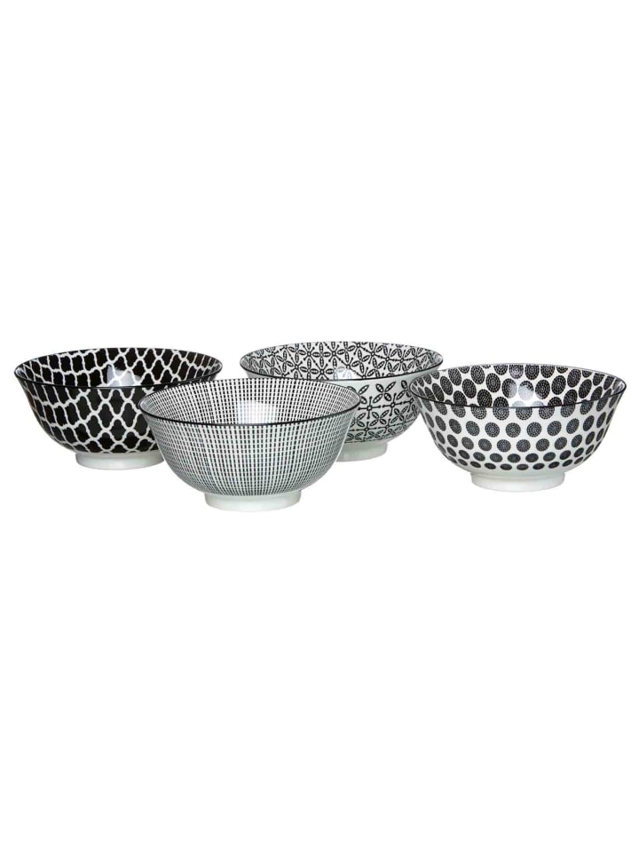 4er Set Schalen Takeo in Schwarz-Weiß ø 15.5 cm