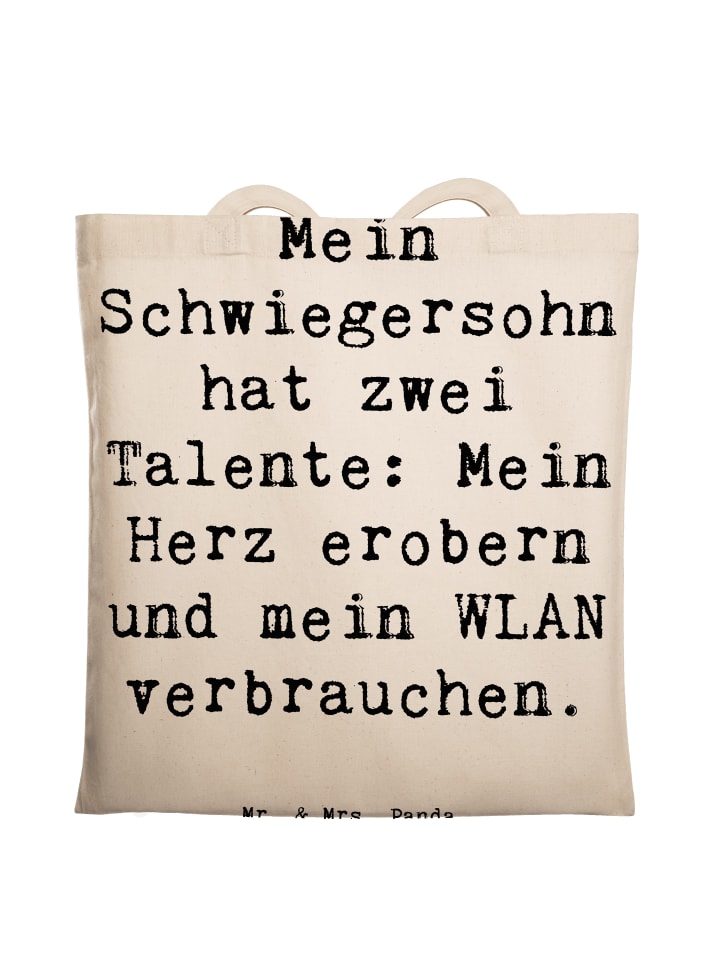 Tragetasche Schwiegersohn Talente mit Spruch in Creme