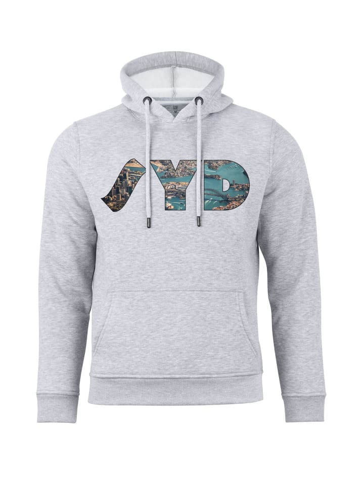 Hoodie Skyline Sydney - Weltenbummler Kollektion in Grau-Melange