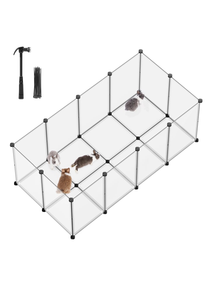 Kleintiergehege Damion in Weiß - (B)145 x (H)57 x (T)72 cm