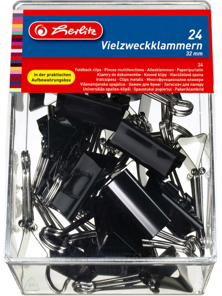 Vielzweckklammern 32mm Packung mit 24 Stück schwarz
