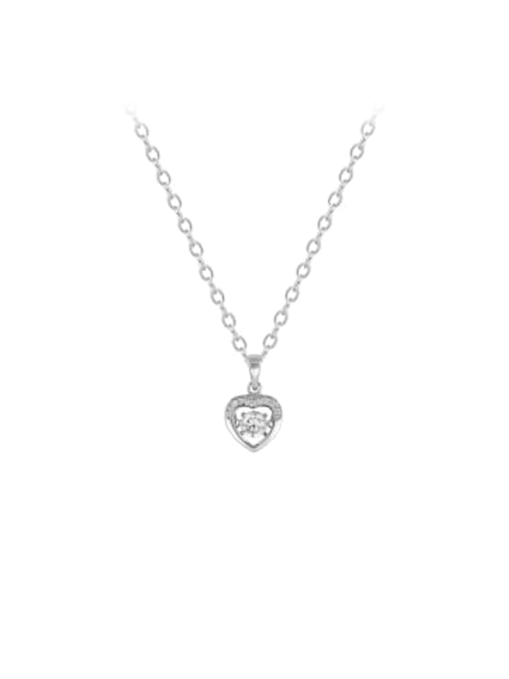 Kette mit Anhänger Zirkonia & HERZ rhodiniert in 925 Silber - 2-tlg. in silber