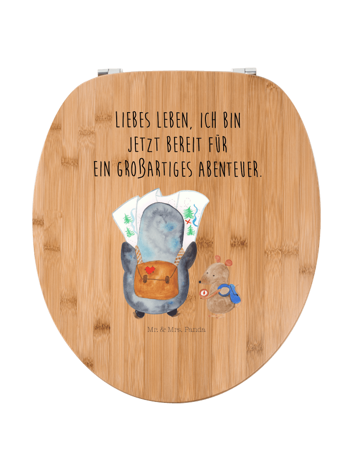 WC Brille Pinguin & Maus Wanderer mit Spruch in Braun