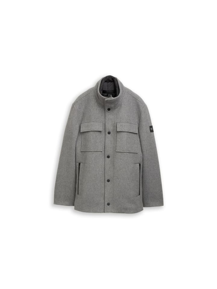 Jacke in light stone grey wool twill