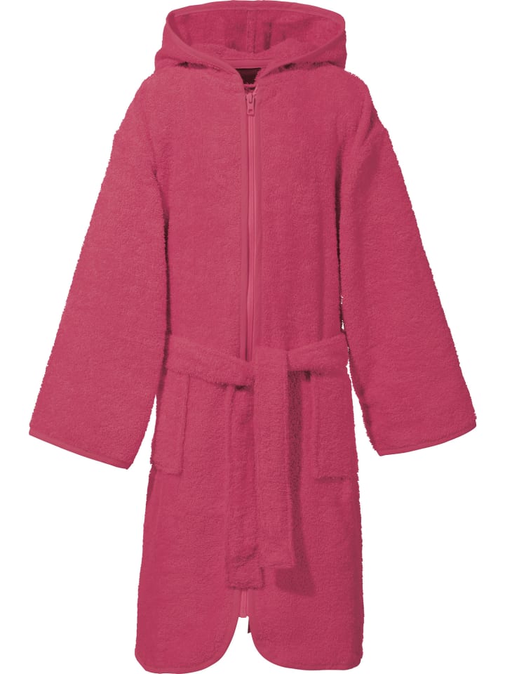 Frottier Kinder-Kapuzenbademantel in fuchsia