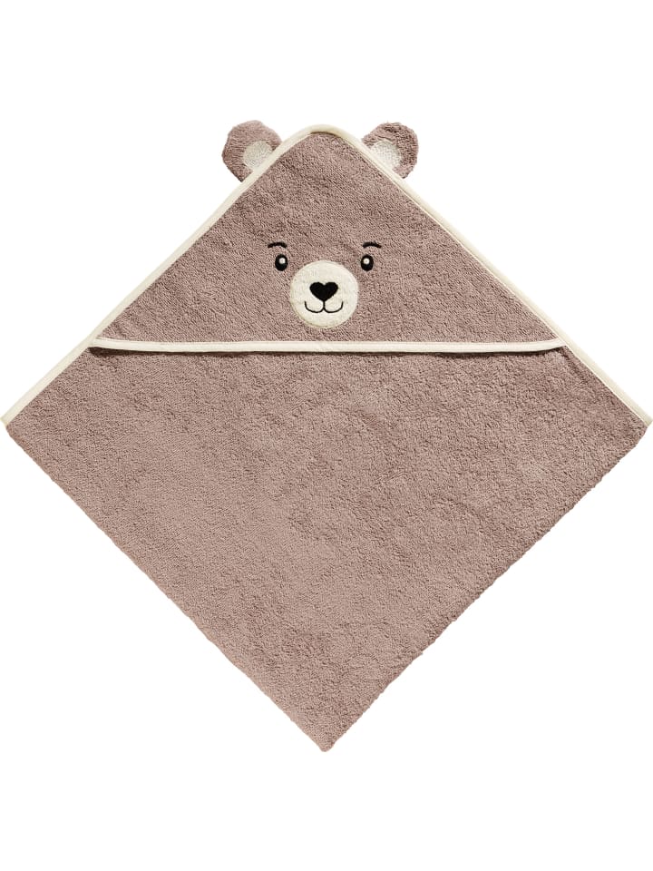 Kinder-Kapuzenbadetuch Bär 3D in beige