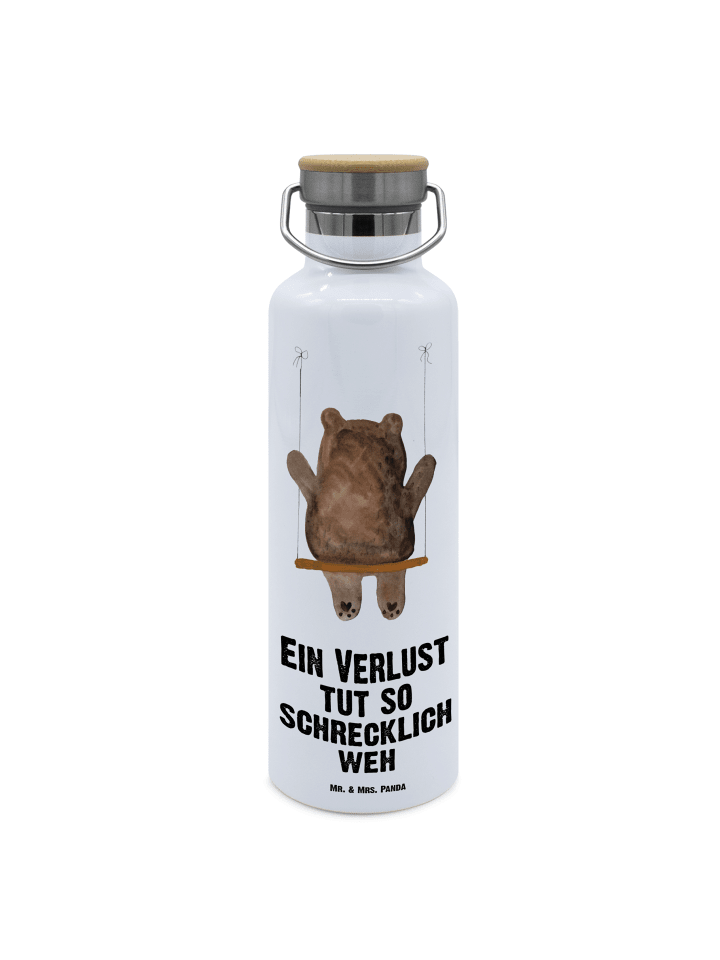 Sportflasche Bär Schaukel mit Spruch in Weiß