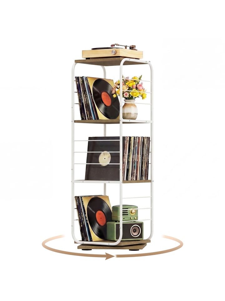 4-stöckiges Bücherregal drehbar 40 x 40 x 115 cm in Taupe