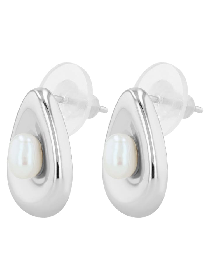 Damen Ohrringe – Ohrstecker aus 925 Silber mit Süßwasserperle in silber