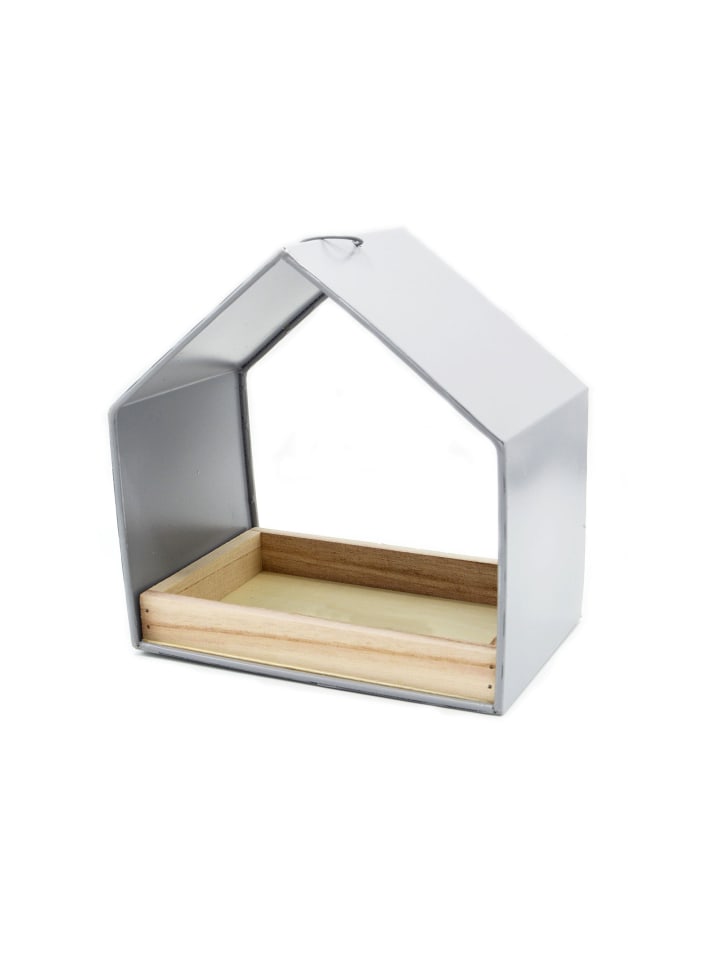 Vogelhaus Futterhaus aus Zink zum Aufhängen in Silber