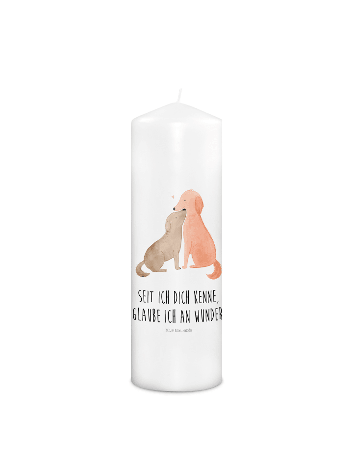 Kerze Hunde Liebe mit Spruch in Weiß