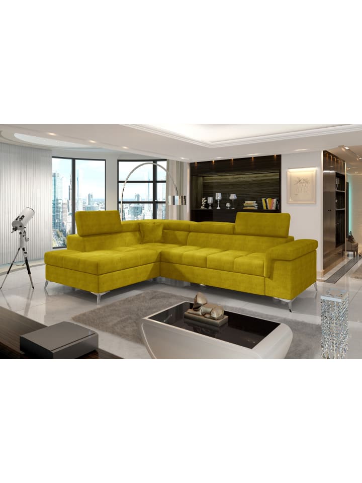 Eduardo Recamiere Links in Senf - (L) 202 x (B) 275 x (H) 88 cm