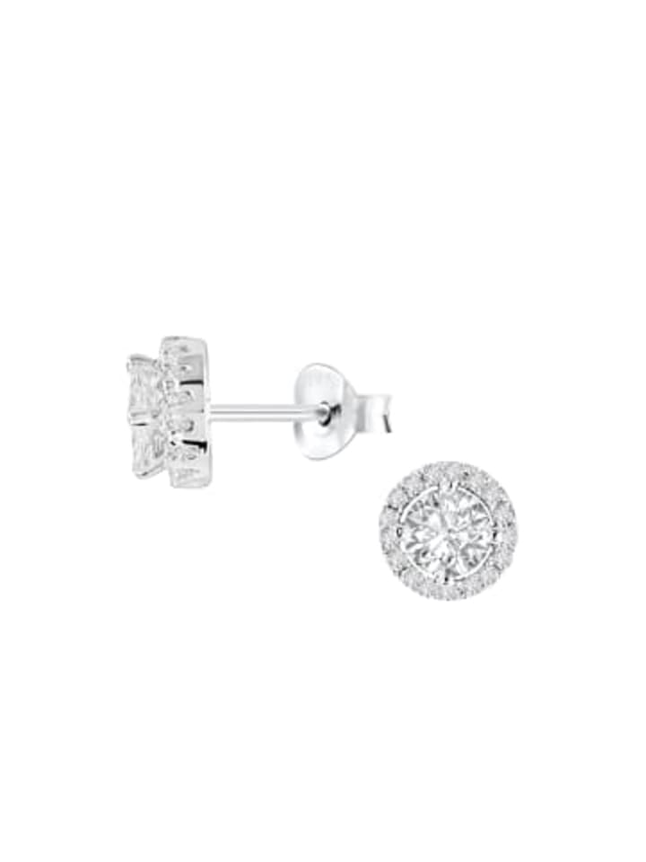 Ohrstecker ZIRKONIA rhodiniert in 925 Sterling Silber, 2-tlg.