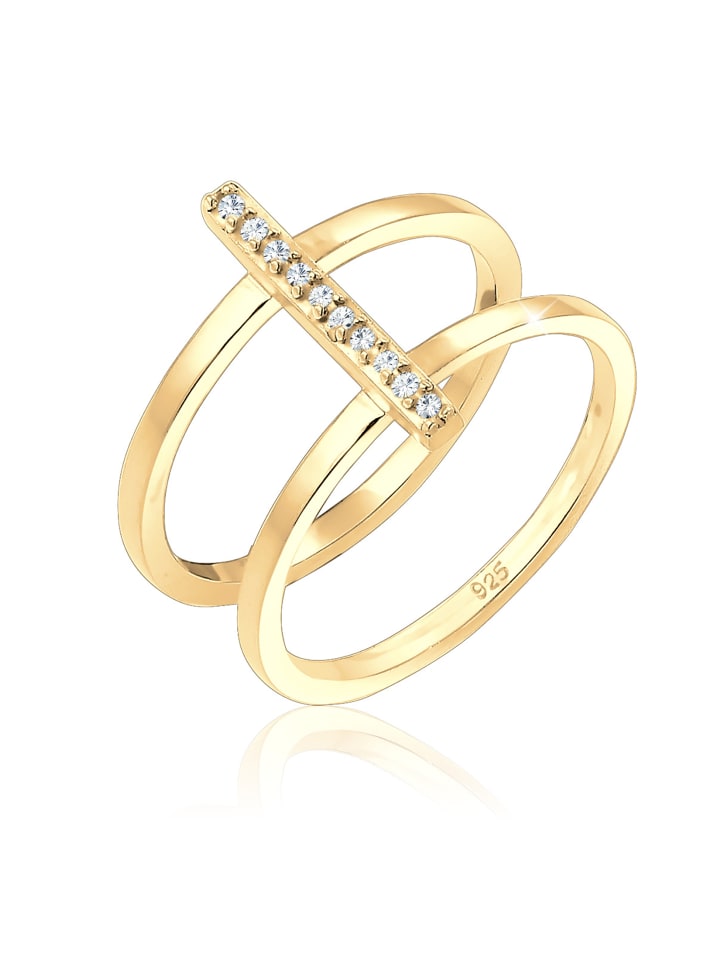 Ring 925 Sterling Silber Geo in Gold