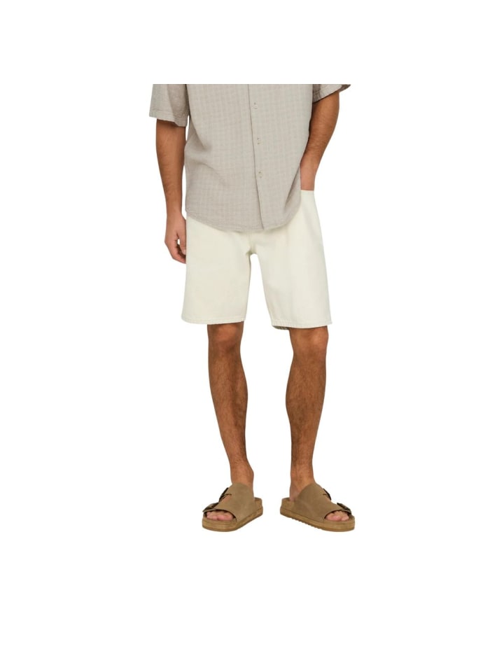 Beige Baumwolle Bermudashorts