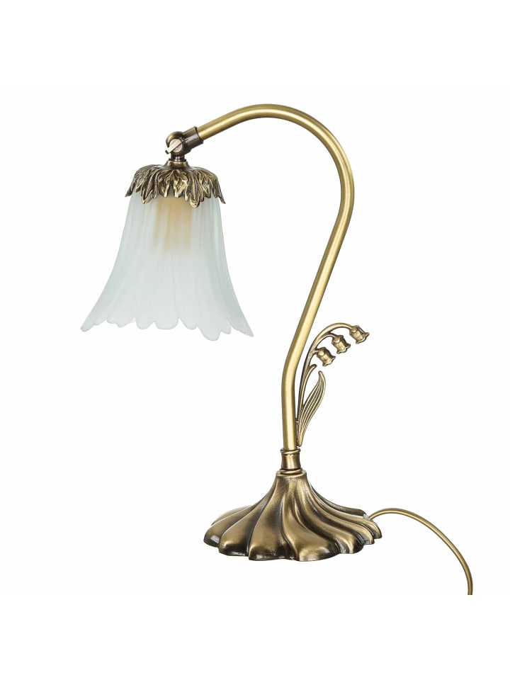 Tischlampe (B)13 x (L)32 x (H)32 cm in Bronze hell glänzend Weiß