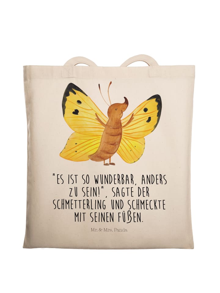 Tasche Schmetterling Zitronenfalter mit Spruch in Creme