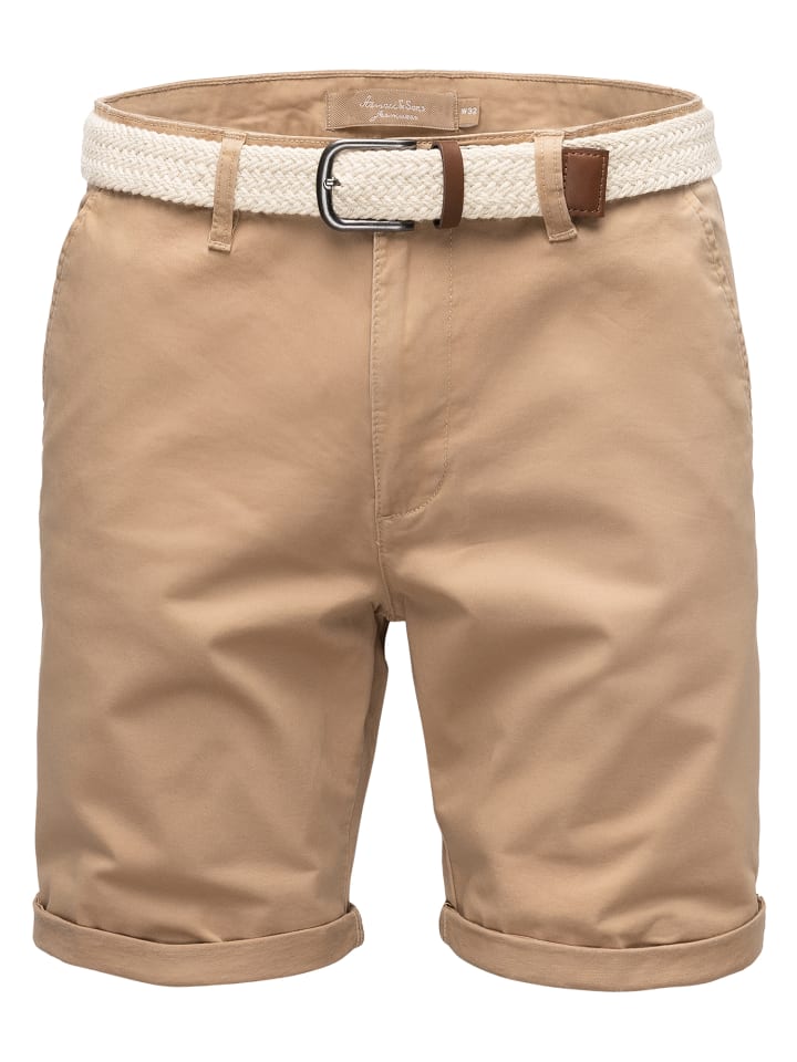 Chinoshort inkl. Gürtel BERWYN in Beige