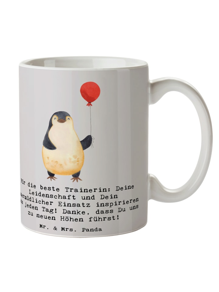 Tasse Turnen Trainerin mit Spruch in Grau Pastell