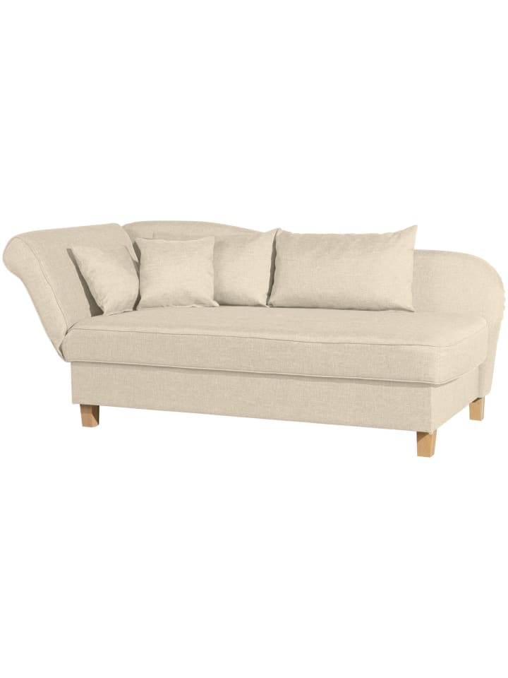 RECAMIERE mit Armteil links klappbar Katia Bezug Flachgewebe Buche natur / beige