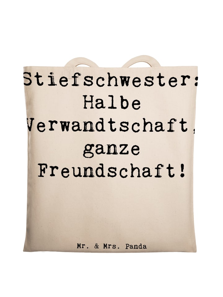 Tragetasche Stiefschwester Freundschaft mit Spruch in Creme