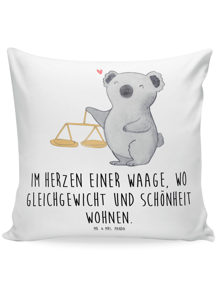 Kopfkissen Waage Astrologie mit Spruch in Weiß