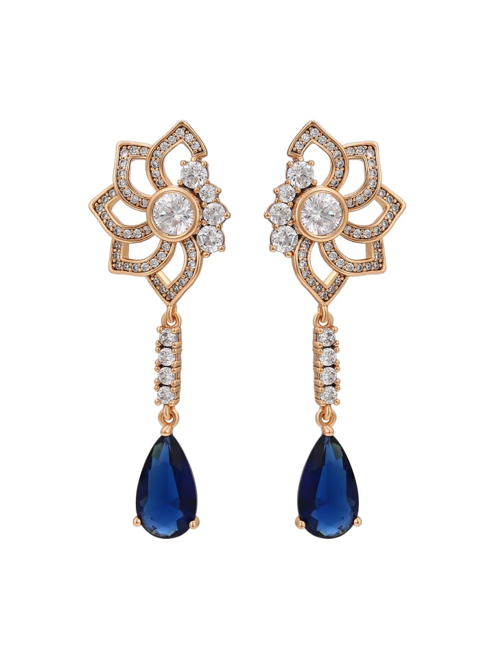 Women Earrings in Gold Royal Blue