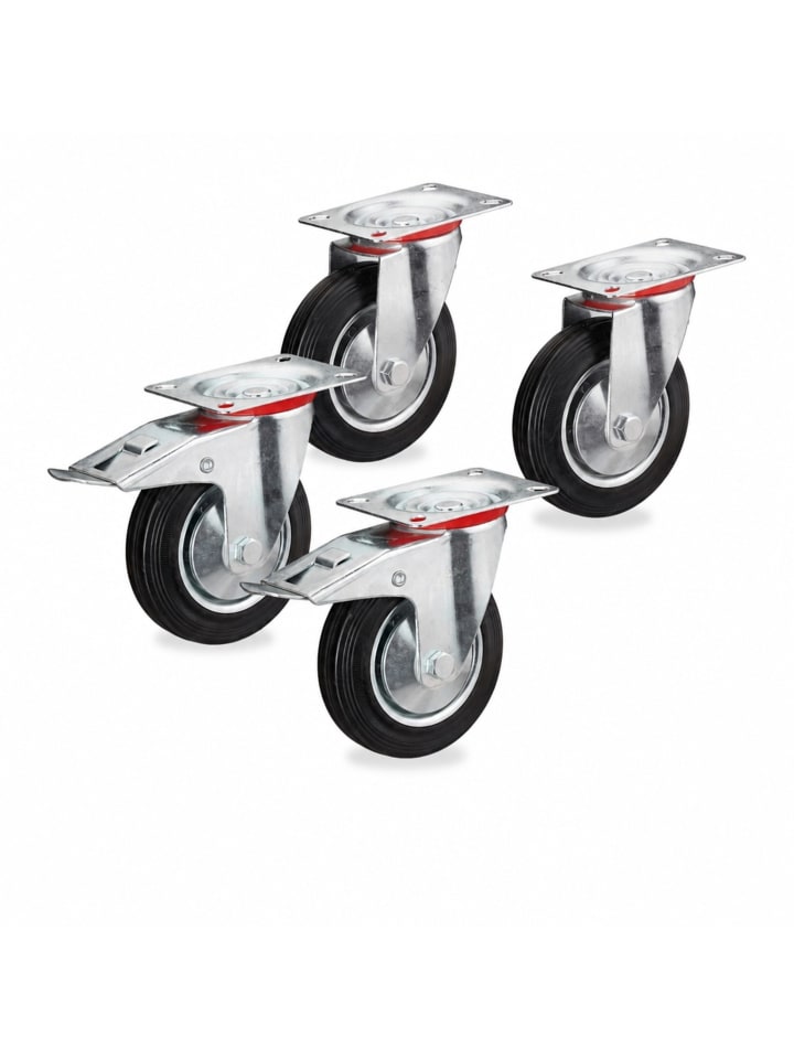 4x Schwerlastrollen in Schwarz - Ø 160 mm
