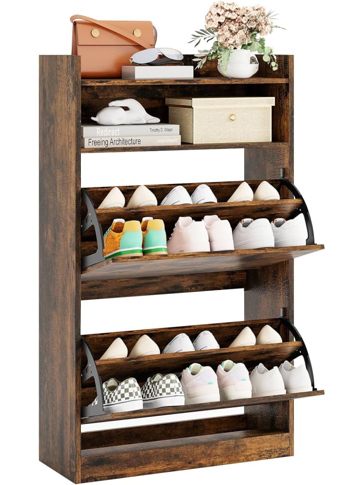 Schuhschrank mit 2 Klappen in Braun