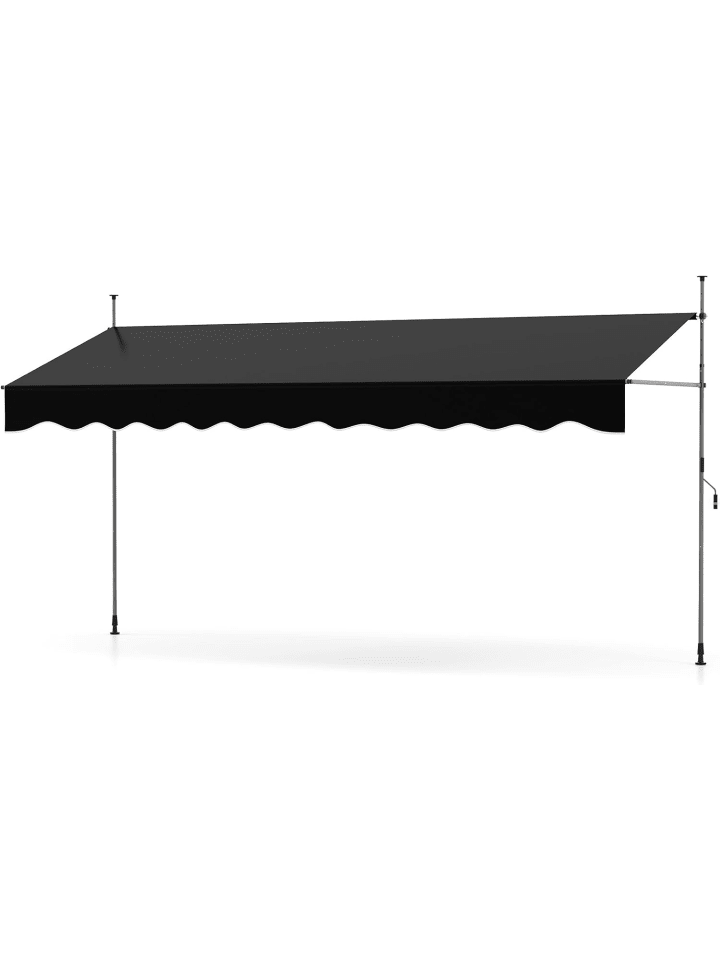 Klemmmarkise 400 cm ohne Bohren in Schwarz
