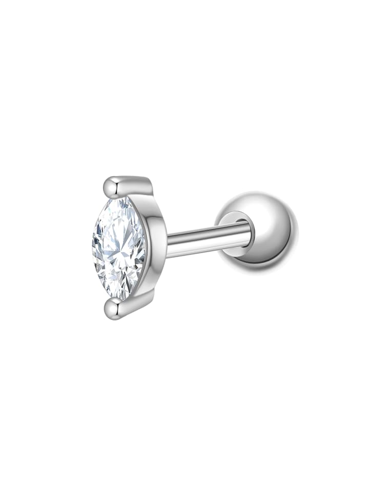 Piercing aus Sterling Silber mit Zirkonia in silber