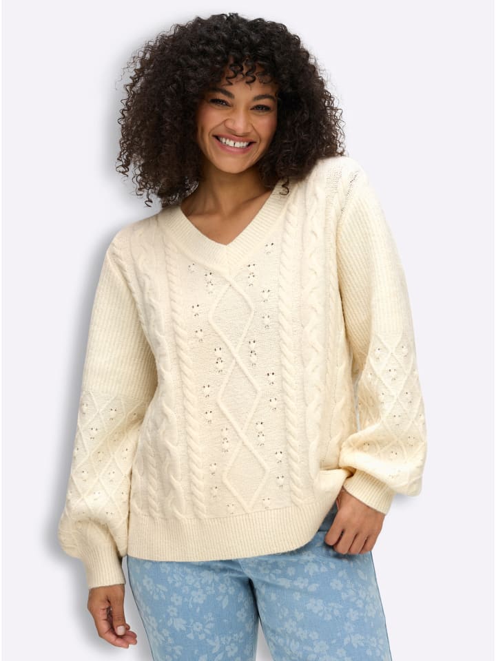 Langarm-Pullover in champagner