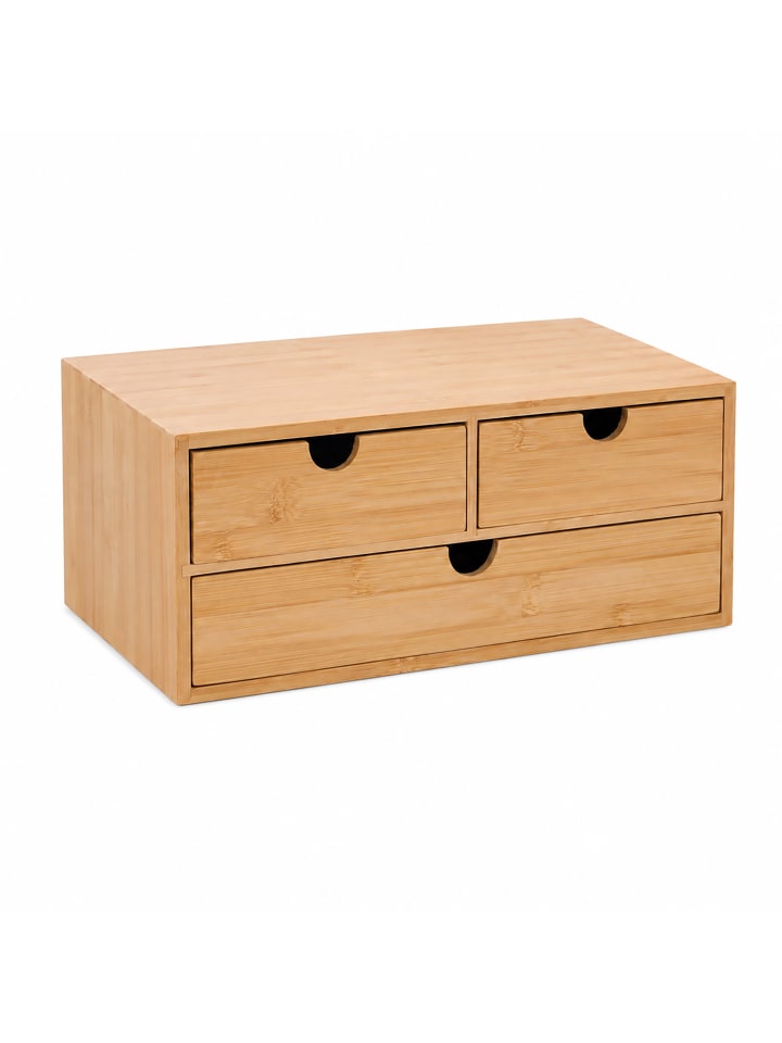Schubladenbox "3 Schubladen" in Natur - (B)33 x (H)13,5 x (T)21 cm