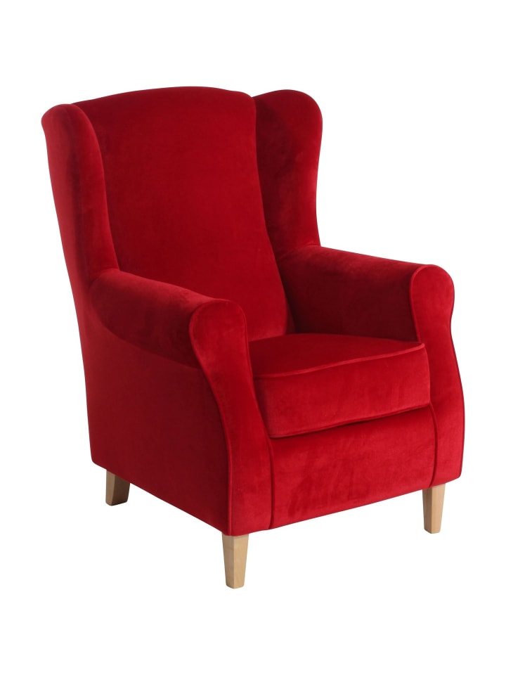 OHRENSESSEL Karlen Bezug Samtvelours Buche natur / rot