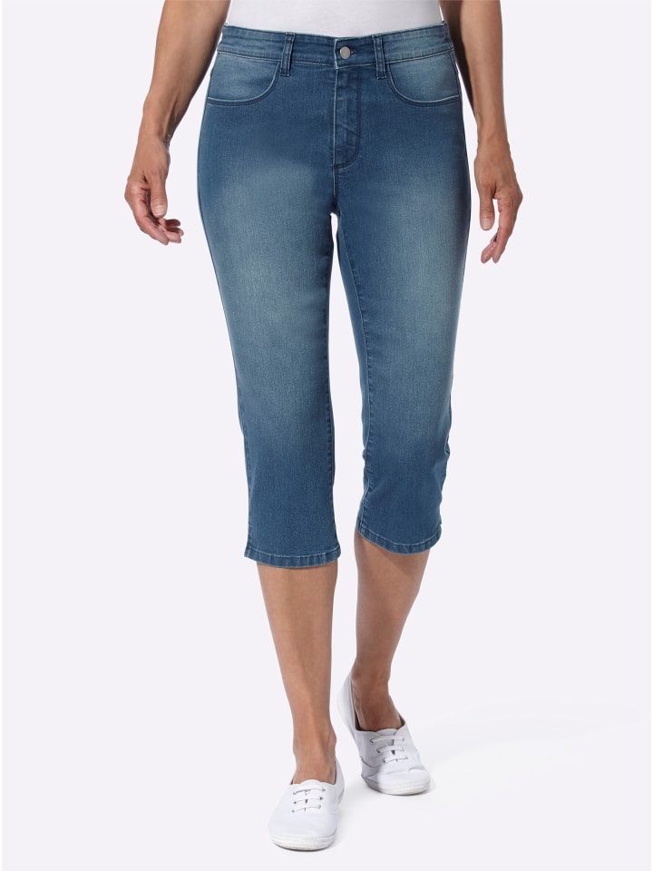 Capri-Jeans in blue-bleached