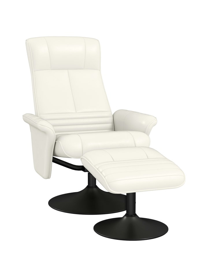 Relaxsessel mit Fußhocker in Cremeweiß 69L x 71B x 104H cm